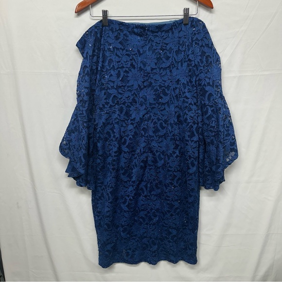 VENUS Navy Blue Lace Sequin Cocktail Dress US 14 - Picture 7 of 7